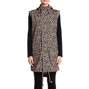 Ashley Mason Leopard Print Hooded Vest